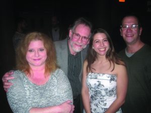 Joyce Stilson Just Hit a Bulls Eye and Knows It As a Succession of Colorful Characters below with Playwright Neal Radice and Delightful Co stars Emily Yancey and James Cichocki