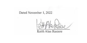 raniere signature nov 1 2022