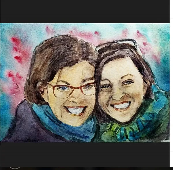 MK10ART's painting of mother Nancy Salzman with her daughter Lauren Salzman.