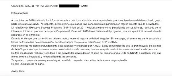Email from Jileta to reporter Dolia Estevez.