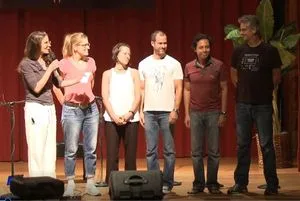 The executive board of NXIVM at V-Week 2014: L-R Clare Bronfman, Karen Unterreiner, Lauren Salzman, Emiliano Salinas, Alejandro Betancourt, and Mark Vicente.