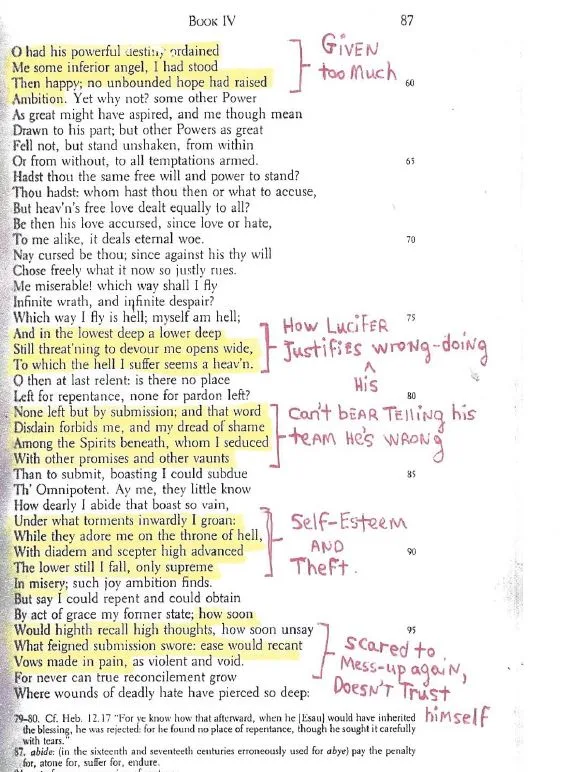 Never before published: Raniere makes notes on Paradise Lost – Showing how Lucifer [himself] takes the fall!