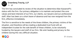 Greenberg Traurig Statement Resignation