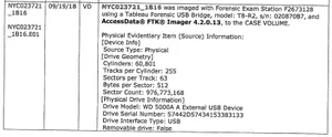 Excerpt of the FBI Examination Notes of Virginia Donnelly and Brian Booth, showing that the hard drive was imaged on 9/19/18, almost six months after it was originally seized on 3/27/18.