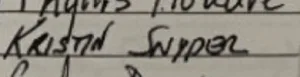 Printed sign in Signature from Snyder's Nov. 2002 intensive