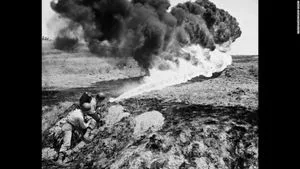 A picture dated circa April 15, 1951 shows marines from the US Allied Forces using a flame-thrower to clean the field during the Korean War.  AFP PHOTO        (Photo credit should read -/AFP/Getty Images)