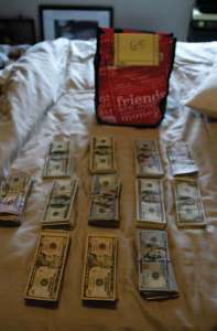 Cash all laid out by denominations.