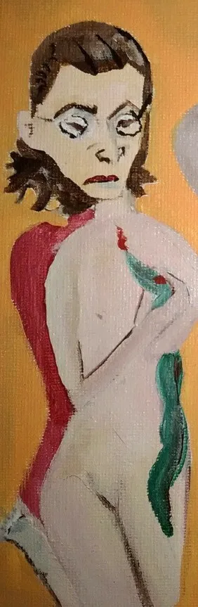 Artist Marie White's "Clare Bronfman With a Snake."