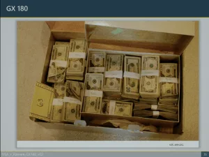 A stash of cash found at Nancy Salzman's house.