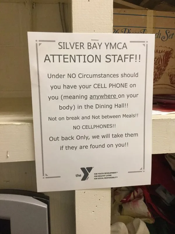 Sign posted at Silver Bay resort.