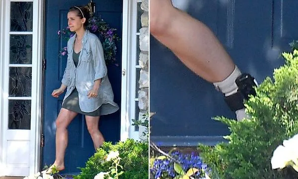 Allison Mack on home arrest has to wear ankle monitors.