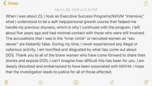 Kristin Kreuk statement about NXIVM