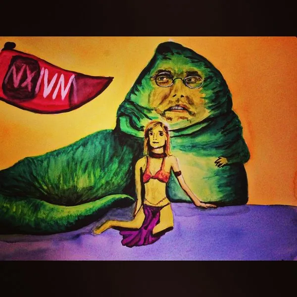 Vanguard [background] with his DOS slave Allison Mack - painting by MK10ART