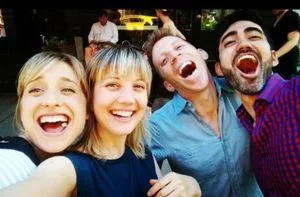 Allison Mack, millionaire actress turned bankrupt ESP teacher; Nicki Clyne, successful TV actress turned minimum wage gopher; Geoffrey Goldberg and Evan Zimmerman, Harvard MBA and Stanford electrical engineer turned minimum wage worker for ESP and part time masseur.
