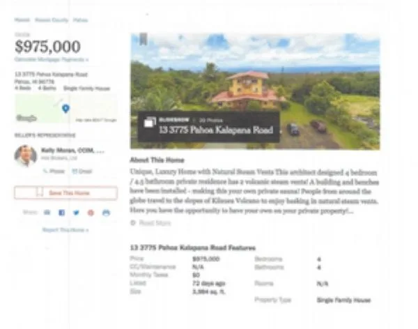Stolen property listed by Kelly Moran, realtor.