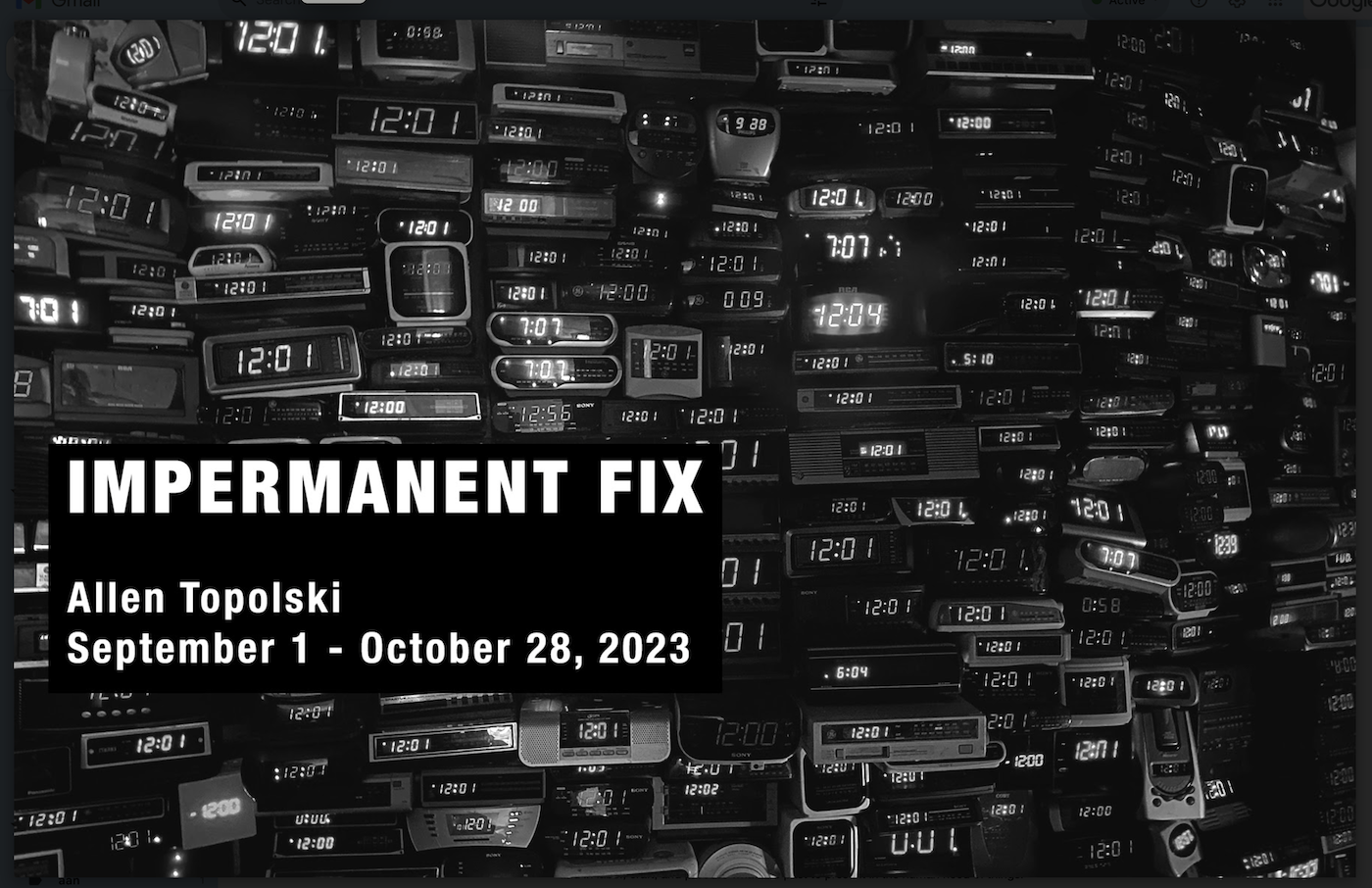 Mirabo Press announces IMPERMANENT FIX, an exhibition of work by Rochester based artist, Allen Topolski opening Sept. 1, 2023