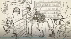 Here, Keith is depicted as Erik the scientist in a proposed cartoon series about him with Joe [who is supposed to be Mark Vicente]. Erik is showing Joe some deep scientific truth.