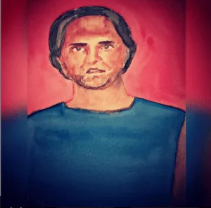 MK10Art's splendid portrait of Keith Alan Raniere in his suicide smock.