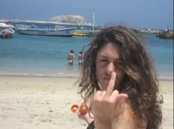 Michal Neria gives truth the finger.