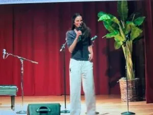 Clare on stage at Vanguard Week.