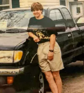 Kristin Snyder standing by the Tacoma that was later found at Resurrection Bay with a purported suicide note.