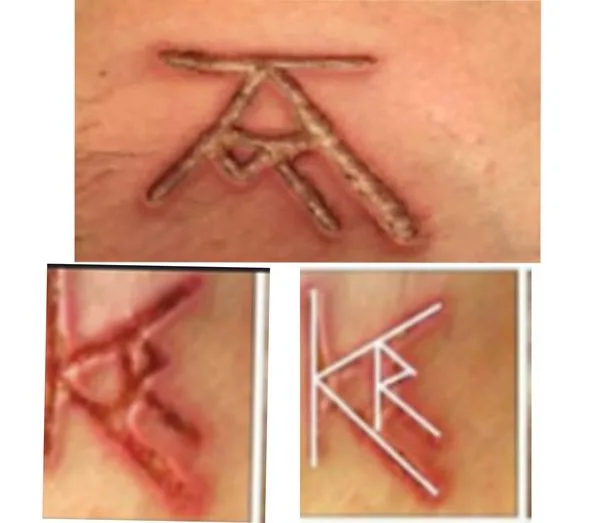 The brand was described as a symbol of the four elements However when turned 90 degrees counterclockwise one could see the initials K.R..