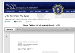Pursuant to Section 3.3.4.5 of the FBI’s Digital Evidence Policy Guide, content review of
digital evidence, hereafter “DE” is authorized only after DE is processed by authorized
personnel… Content review of original DE is prohibited by those not trained and authorized by
the Operational Technology Division, hereafter “OTD.” Ex. C. at 21 – FBI’s Digital Evidence
Policy Guide (January 3, 2014, revised January 3, 2017) unclassified