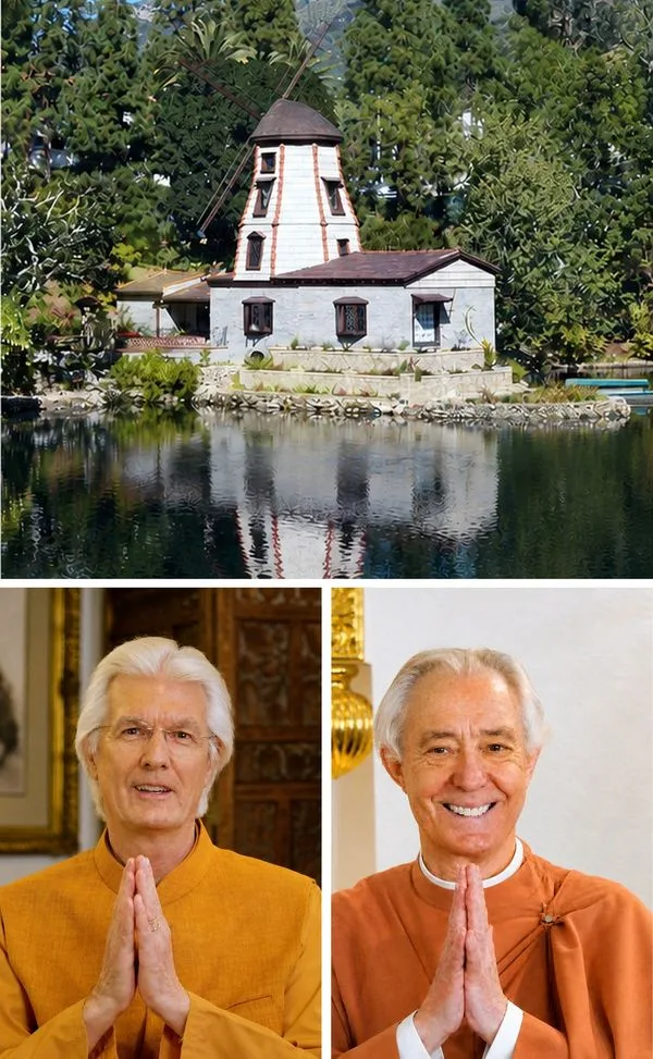 White chapel on a small lake island with dense trees behind, its reflection visible on the water.