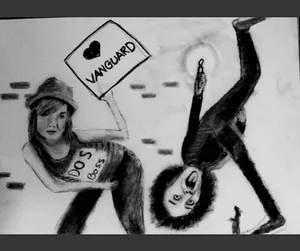 Nicki Clyne and Dr. Danielle Roberts twerk and do flips and headstands for their Vanguard below his prison cell. MK10ART