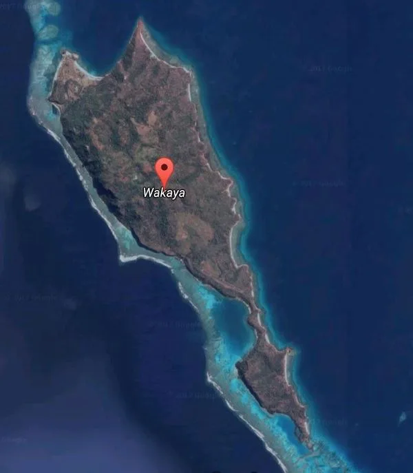 Wakaya has a number of blue lagoons. It is about 5 miles long.