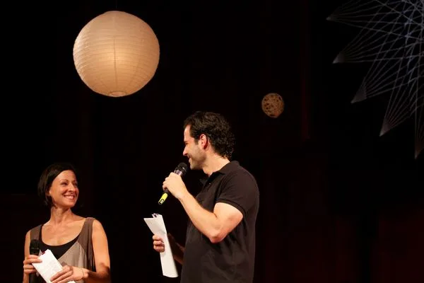 Lauren Salzman appears on stage with Emiliano Salinas, the man who may be the next president of Mexico.