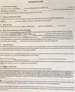Ambrose said he paid $2450 in rent but the lease said he pays $3750.