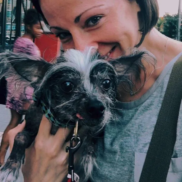 Lauren with pet.
