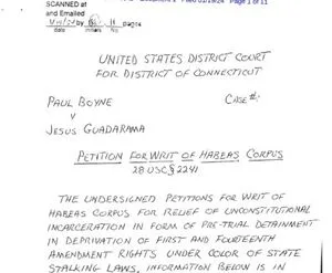 Paul Boyne's Handwritten Habeas Corpus Petition