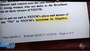 Terrorism-by-litigation was one of Keith Raniere's favorite tactics to use against his enemies. And Clare supplied millions of dollars to pay for all the resulting legal fees.