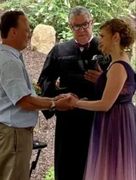 Judge Lubell officiating Marc Abrams' wedding