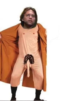 This is not an authentic picture. This is an artist rendering of an actual costume Keith Raniere wore at a Halloween Party at Nancy Salzman's house where he flirted with a teenage girl, concerning her father who witnesses it, according to court documents.