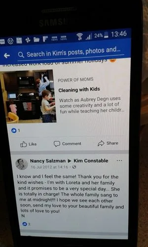 Nancy thanks Kim for her birthday wish