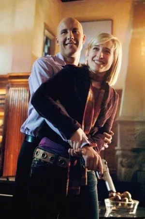 Michael Rosenbaum portrayed Lex Luthor on the Superman television series Smallville, a role that TV Guide included in their 2013 list of "The 60 Nastiest Villains of All Time". Shown here with costar Allison Mack.