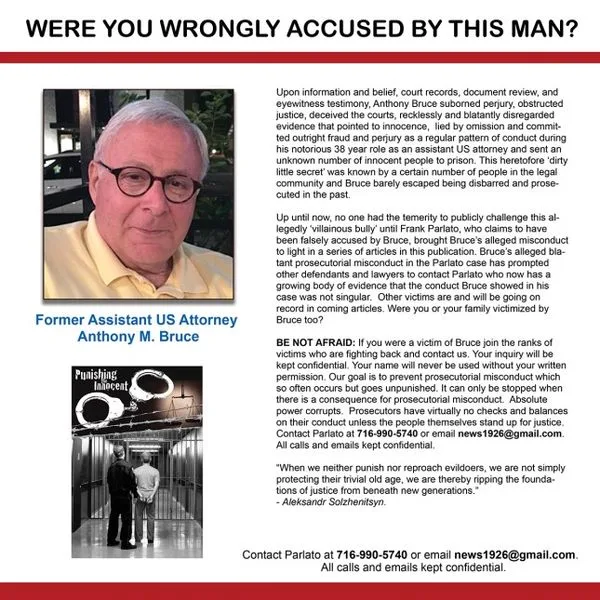 An ad about Anthony M. Bruce