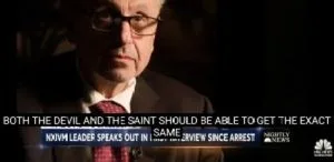 Frank Parlato on NBC Nightly News With Lester Holt interviewing Keith Raniere on October 23, just four days before his sentencing.