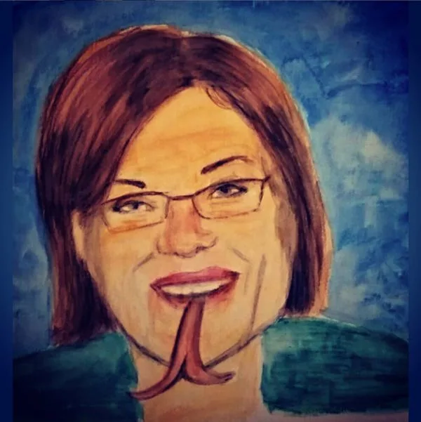 MK10 ART's painting of Nancy Salzman with the snake like tongue