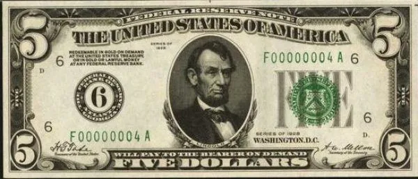 1 $5 bill 111