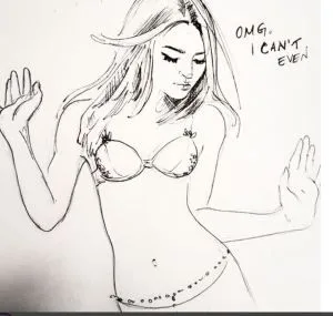 take off my belly chain. This lovely sketch by Michelle Salzman seems to depict the DOS slave and her chain. India Oxenberg is known to wear her DOS symbolic chain on her belly. Other have anklets and some necklaces.