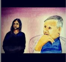 MK10ART's painting of Keith Raniere [l] and Frank Parlato [r]