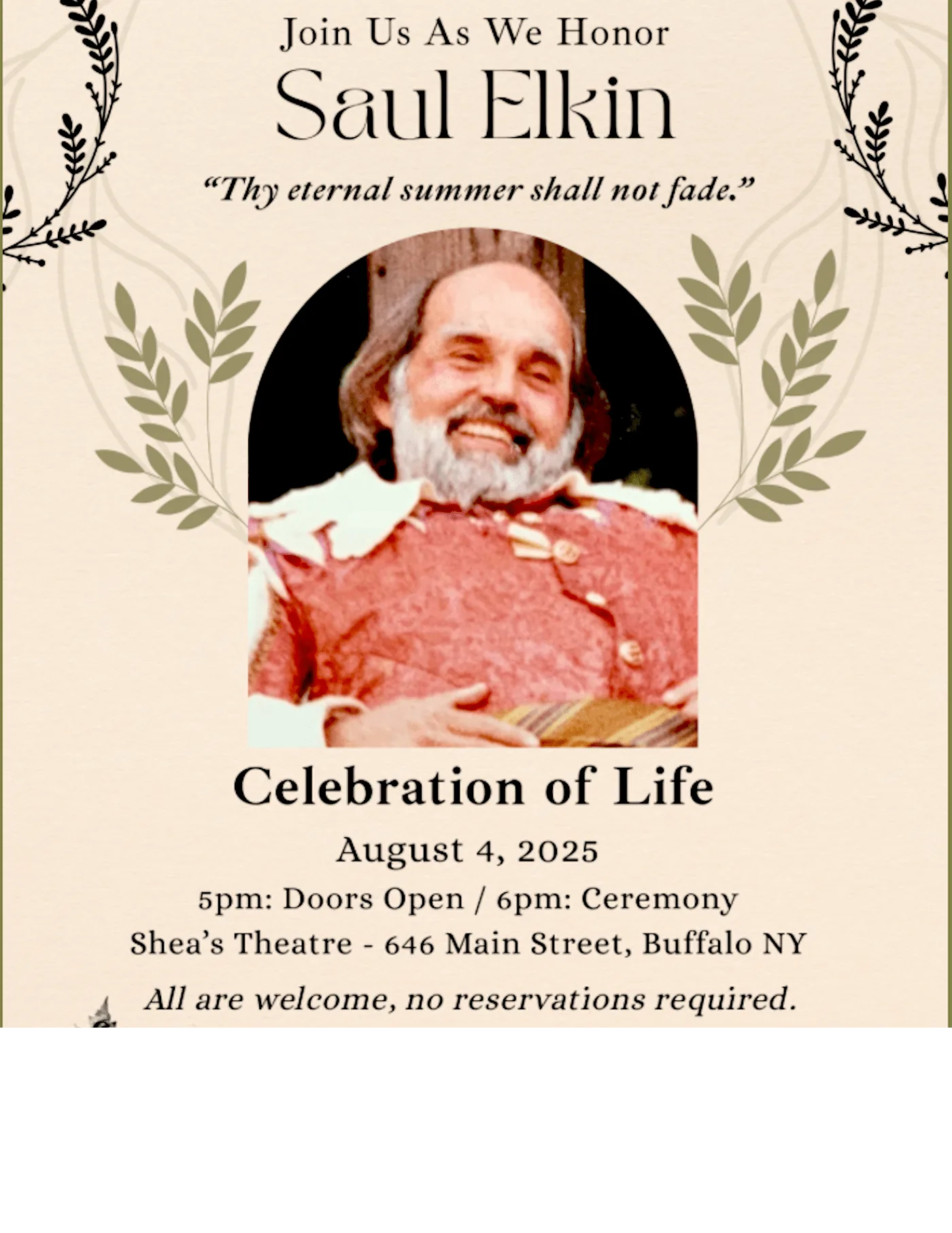 Shakespeare in Delaware Park celebrates life of its founder Saul Elkin