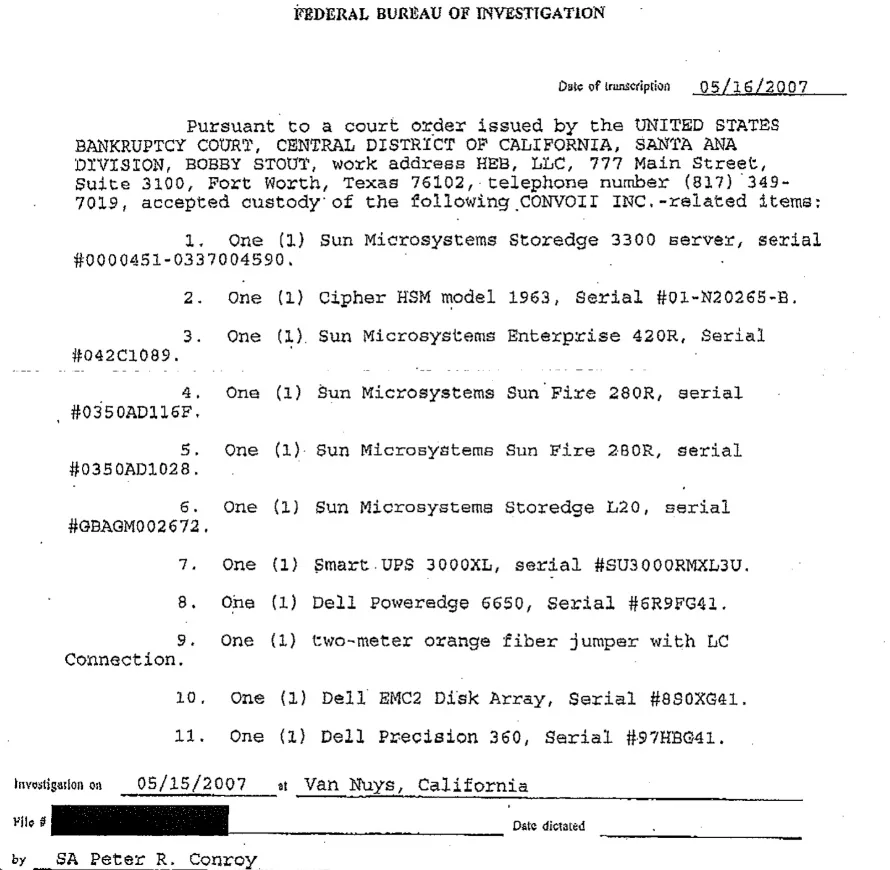 somoza fbi list of computers