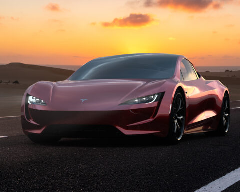 Tesla Roadster via Shutterstock